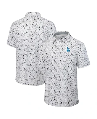 Tommy Bahama Men's Gray Los Angeles Dodgers Nova Wave Riptide Rally Camp Button-Up Short Sleeve Shirt