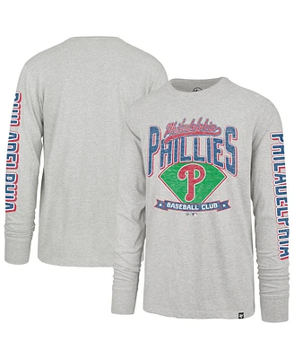 '47 Brand Men's Gray Philadelphia Phillies Big Tall Distressed Franklin Long Sleeve T-Shirt