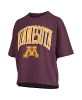 Pressbox Women's Maroon Minnesota Golden Gophers Nelson Arch Over Logo Waist Length Oversized Slub T-Shirt
