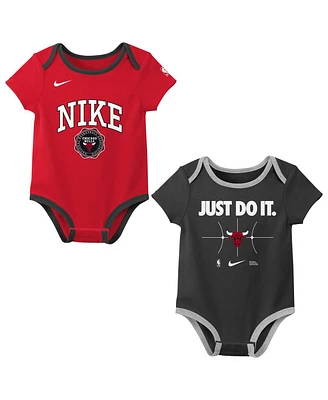Nike Newborn 2-Pack Red/Black Chicago Bulls Just Do It Bodysuit Set