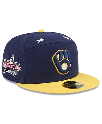 New Era Men's Navy/Gold Milwaukee Brewers 2025 Mlb All-Star Game Side Patch 59FIFTY Fitted Hat