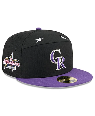New Era Men's Black/Purple Colorado Rockies 2025 Mlb All-Star Game Side Patch 59FIFTY Fitted Hat