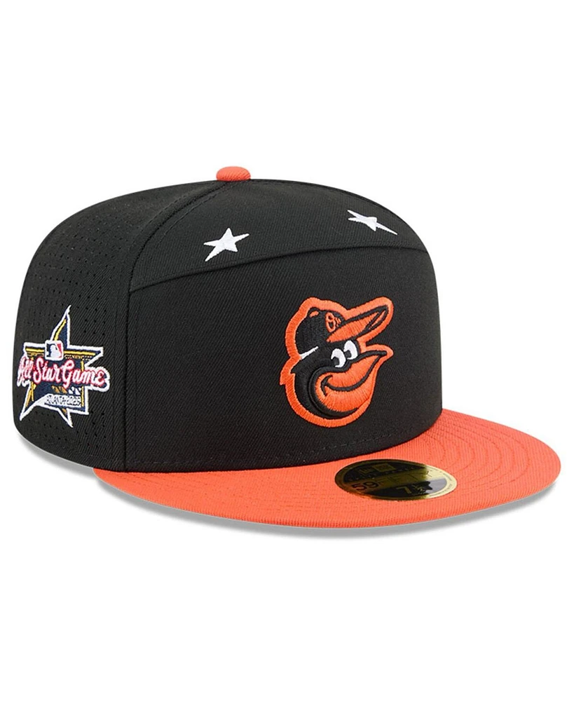 New Era Men's Black/Orange Baltimore Orioles 2025 Mlb All-Star Game Side Patch 59FIFTY Fitted Hat
