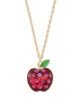 Betsey Johnson Faux Stone Straight Apple Pendant Chain Necklace