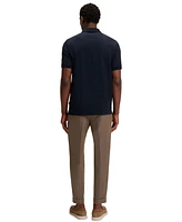 Boss by Hugo Men's Cotton-Silk Jacquard Zip-Neck Polo Shirt