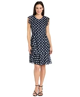 R & M Richards Women's Printed Metallic-Stripe A-Line Dress
