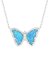 Kamaria Butterfly Necklace with Lab-Grown Opal Sterling Silver