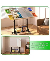 Streamdale Furniture Adjustable Tilting Wooden Puzzle Table with Wheels & Cover