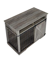 Dog Crate Furniture with Storage & Divider