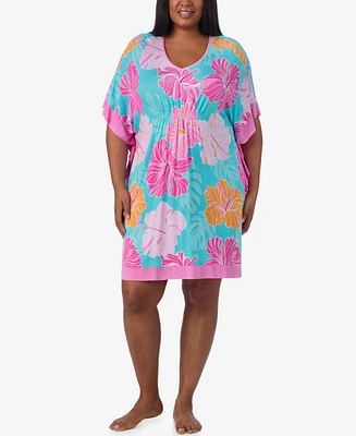 Ellen Tracy Plus Short Sleeves Sleepwear Caftan
