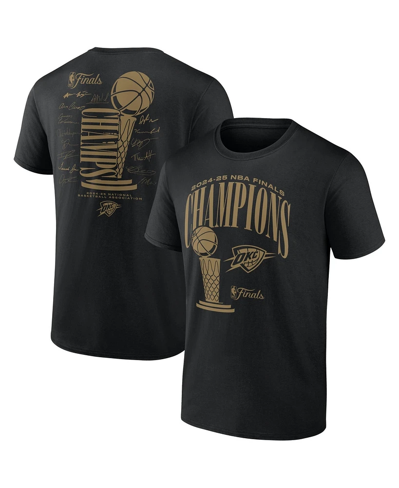 Fanatics Men's Black Oklahoma City Thunder 2025 Nba Finals Champions Double Dribble Signature Roster Trophy T-Shirt
