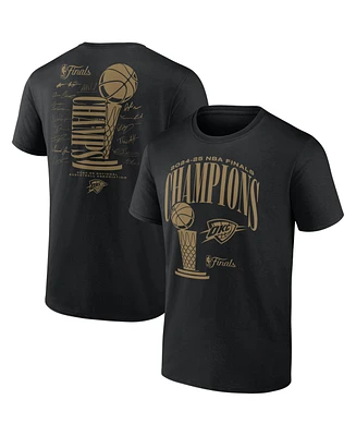 Fanatics Men's Black Oklahoma City Thunder 2025 Nba Finals Champions Double Dribble Signature Roster Trophy T-Shirt