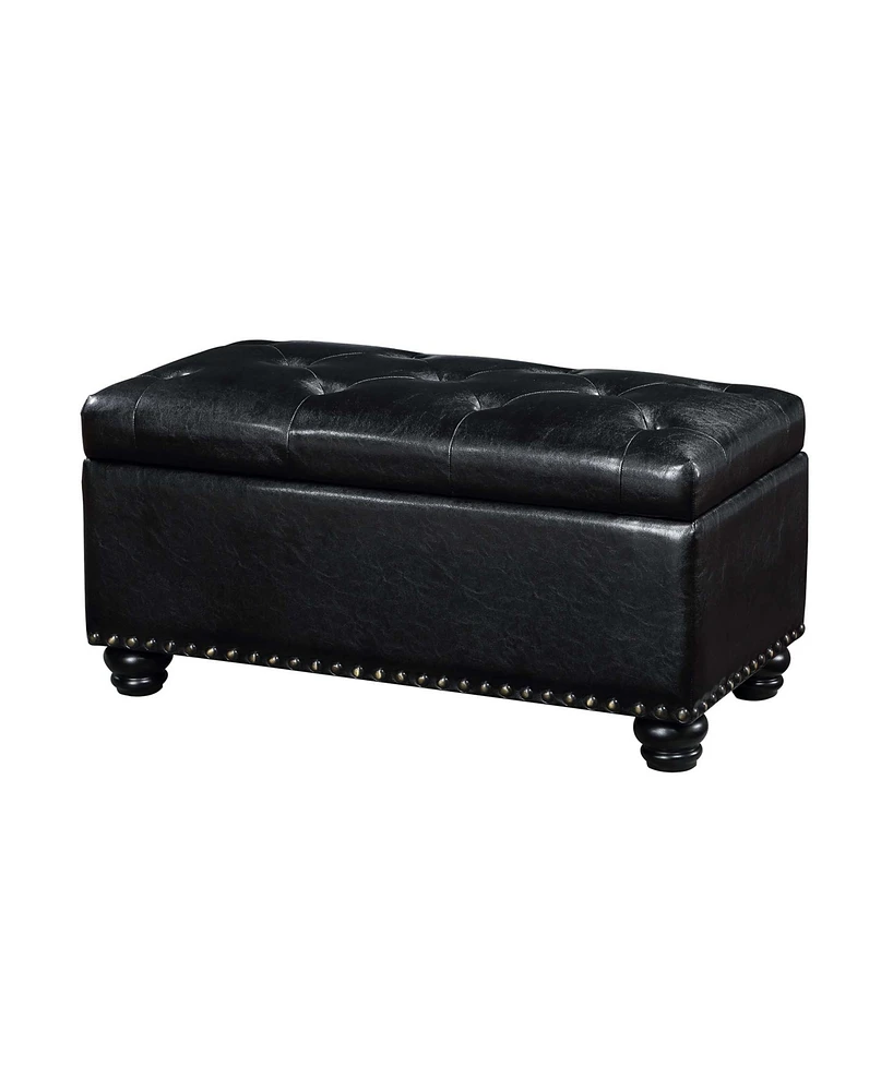 Convenience Concepts 35.5" Faux Leather 7th Avenue Storage Ottoman Bench