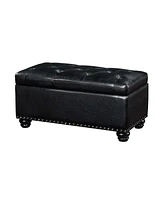 Convenience Concepts 35.5" Faux Leather 7th Avenue Storage Ottoman Bench