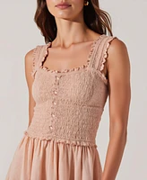 Modenaire Women's Smocked Ruffle-Strap Button-Front Midi Dress