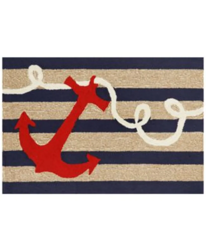 Liora Manne Front Porch Indoor Outdoor Anchor Navy Area Rug