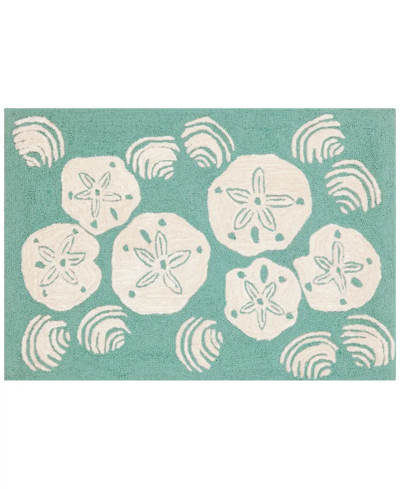 Liora Manne Front Porch Indoor/Outdoor Shell Toss Aqua 2' x 3' Area Rug