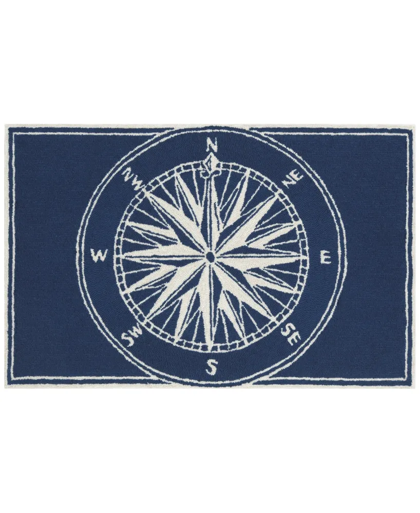 Liora Manne Front Porch Indoor/Outdoor Compass Navy 2' x 3' Area Rug