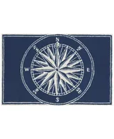 Liora Manne Front Porch Indoor/Outdoor Compass Navy 2' x 3' Area Rug