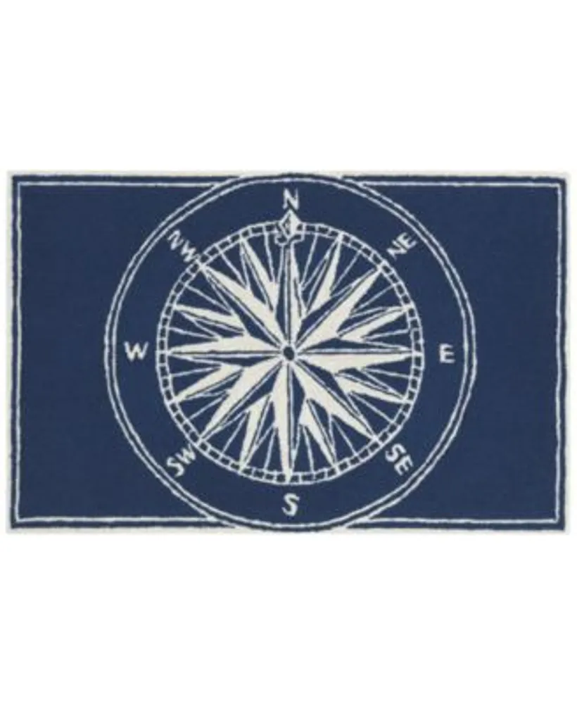 Liora Manne Front Porch Indoor Outdoor Compass Navy Area Rug