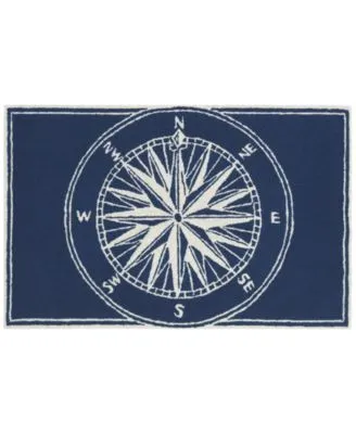 Liora Manne Front Porch Indoor Outdoor Compass Navy Area Rug