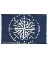 Liora Manne Front Porch Indoor Outdoor Compass Navy Area Rug