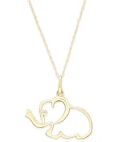 Cubic Zirconia Elephant Pendant Necklace in 10k Gold