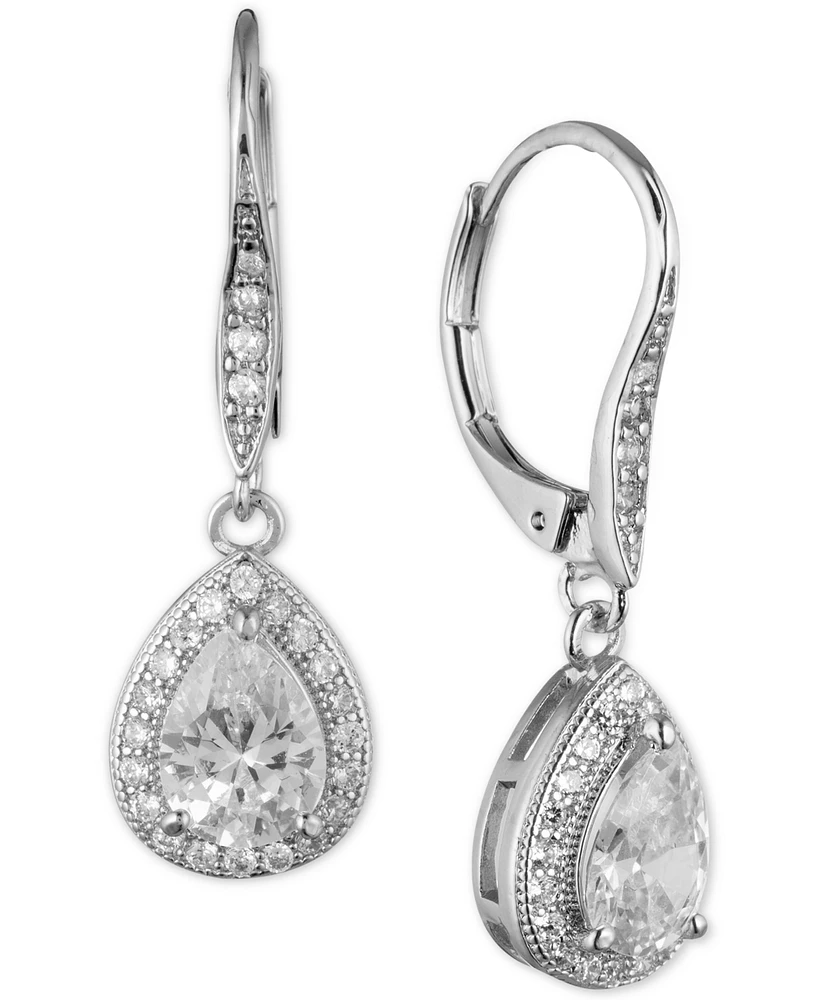 Anne Klein Teardrop Crystal and Pave Drop Earrings