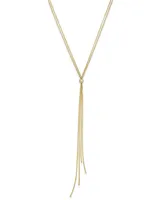 Italian Gold Tassel Lariat Long Necklace in 14k Gold-Plated Sterling Silver