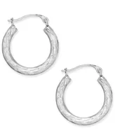 Patterned Hoop Earrings in 10k White Gold