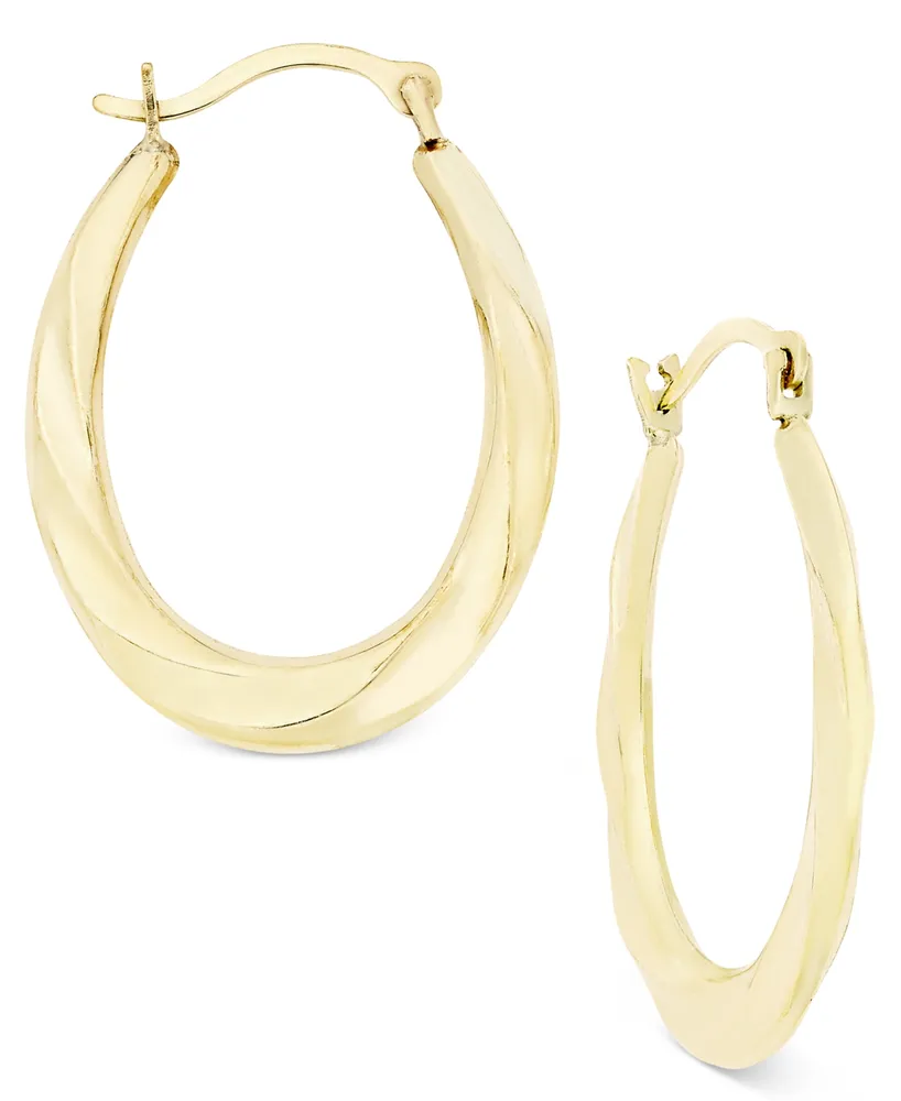 Oval Swirl Hoop Earrings in 10k Gold