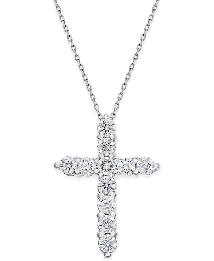 Diamond Cross Pendant Necklace (1-1/2 ct. t.w.) in 14k White Gold