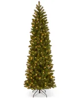 National Tree Company 7.5' Feel Real Down Swept Douglas Fir Pencil Slim Christmas Tree with 350 Dual Led Lights