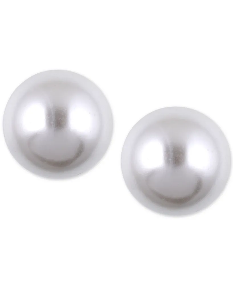 Anne Klein Silver-Tone Imitation Pearl Stud Earrings