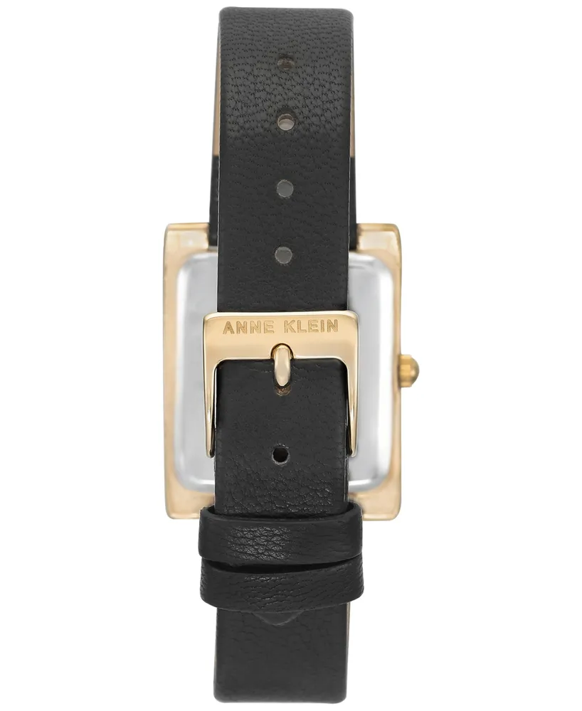 Anne Klein Women's Black Leather Strap Watch 28x35mm Ak-2706CHBK