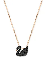 Swarovski Rose Gold-Tone Crystal Pave Black Swan 14-7/8" Pendant Necklace