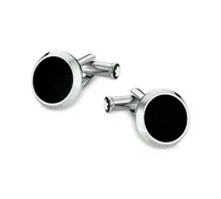 Montblanc Meisterstuck Men's Steel and Black Onyx Cufflinks 112896