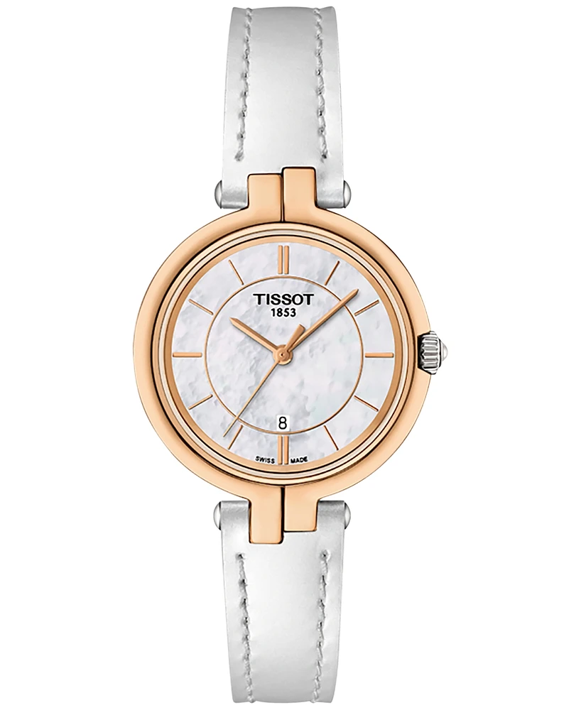 Tissot Women's Swiss Flamingo White Leather Strap Watch 26mm T0942102611101