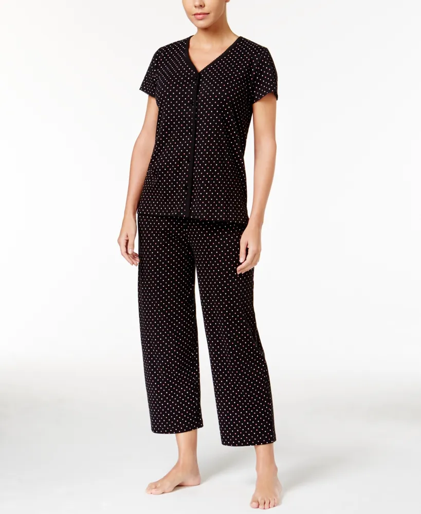 Charter Club Women's Capri Cropped Cotton Pajama Pants Vineyard Gray Size  Small