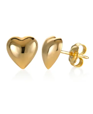 Dimensional Heart Stud Earrings in 10k Gold