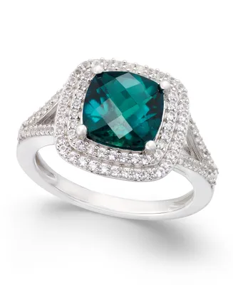 Lab-Grown Emerald (1-1/2 ct. t.w.) and White Sapphire (1/2 Ring Sterling Silver