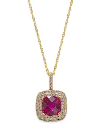 Lab-Grown Ruby (2-1/2 ct. t.w.) and White Sapphire (1/3 ct. t.w.) Pendant Necklace in 14k Gold-Plated Sterling Silver