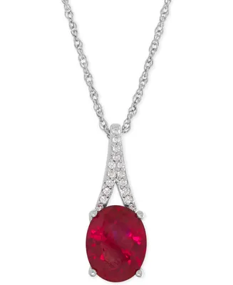 Lab-Grown Ruby (3-5/8 ct. t.w.) and White Sapphire Accent Pendant Necklace in Sterling Silver