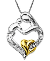 Mother and Infant Diamond Pendant Necklace in 14k Gold and Sterling Silver (1/10 ct. t.w.)