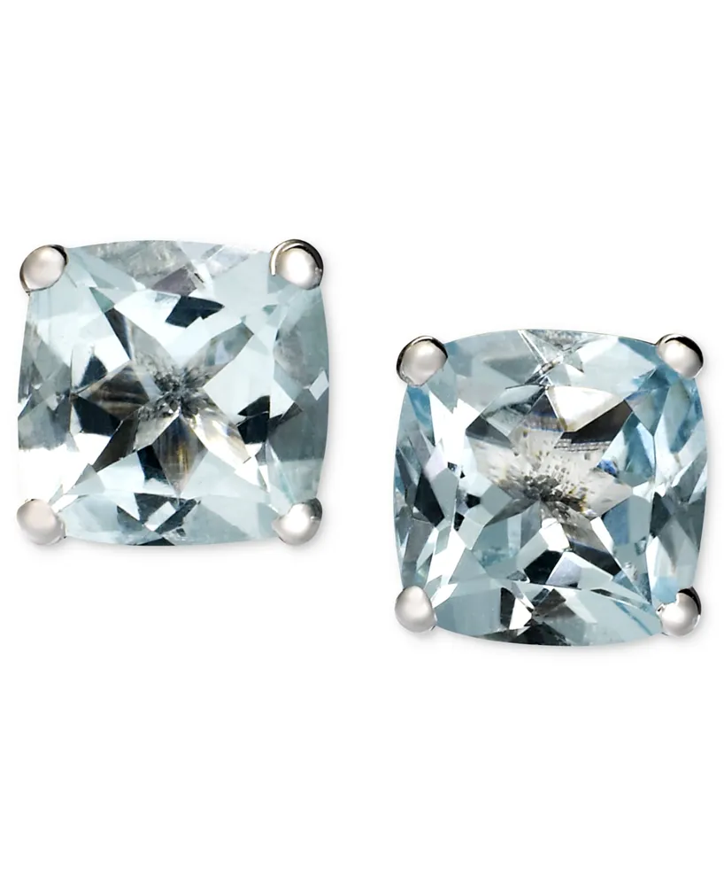 14k White Gold Earrings, Aquamarine Cushion Studs (1-5/8 ct. t.w.)