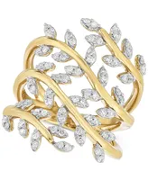 Diamond Leaf Ring (1/2 ct. t.w.) in 14k Gold-Plated Sterling Silver