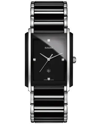 Rado Unisex Swiss Integral Diamond Accent Black Ceramic and Stainless Steel Bracelet Watch 31mm R20206712