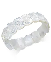 Mother-of-Pearl Rose Carved Stretch Bracelet