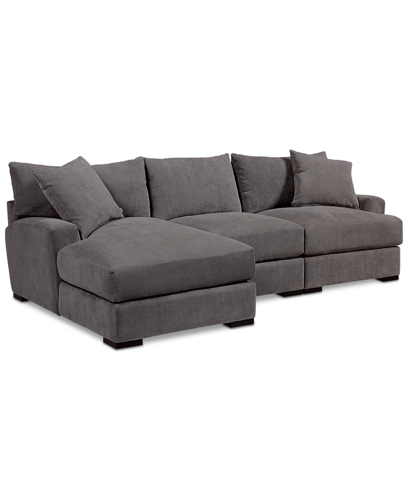 Closeout! Rhyder 3-Pc. Fabric Sectional Sofa with Chaise, Created for Macy's