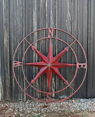 Metal Compass Wall Decor, Red